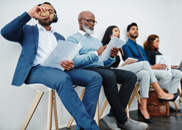 Professionals preparing for interviews