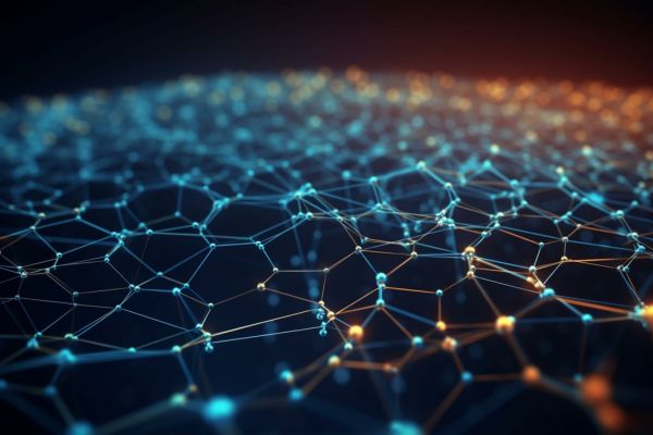 abstract AI image of blue lines and dots connecting