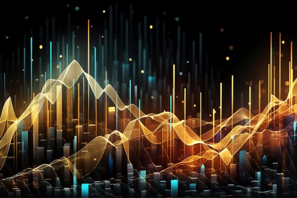 abstract AI image with charts with peaks and valleys