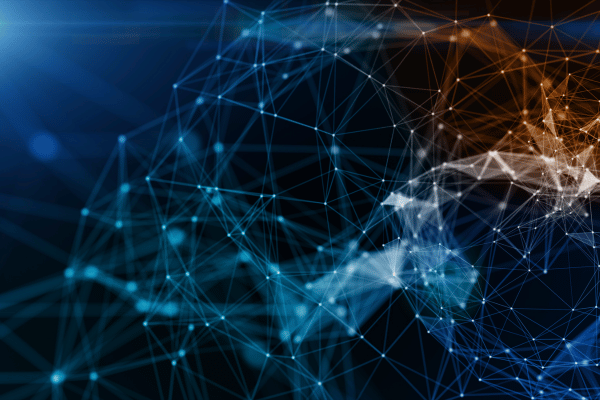 abstract image with globe and blue and white lines