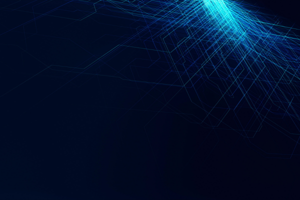 abstract image with blue and white lines on righthand side