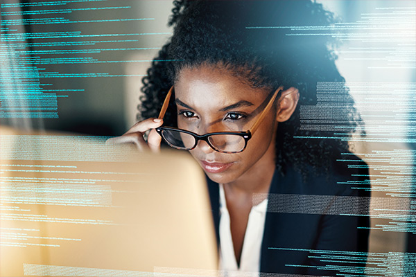 Woman looking at computer