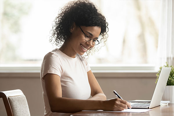 Woman creating list