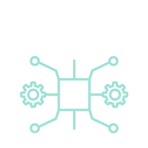 gears connected by wires icon
