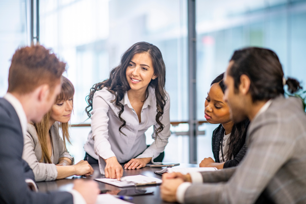 Manager working with employees
