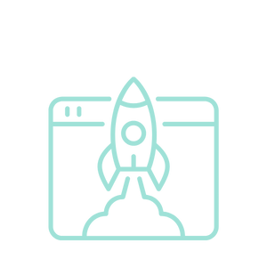 Rocket over computer screen icon
