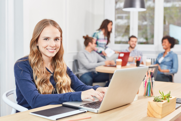 Young woman at an internship
