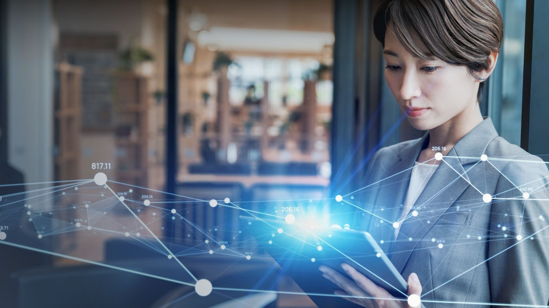 Woman looking at computer