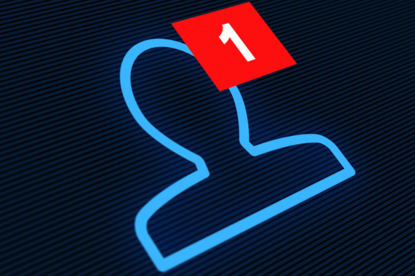 A profile outline with a number one representing a new friend request.