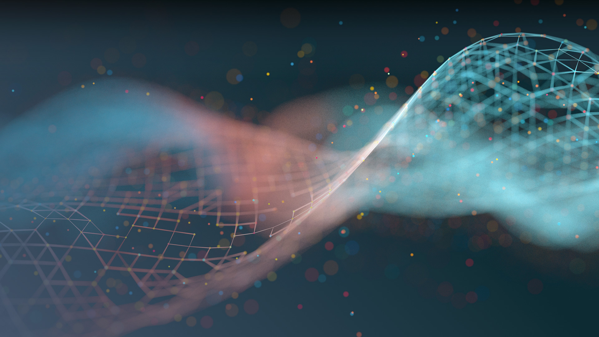 Interconnected nodes floating transparently in space