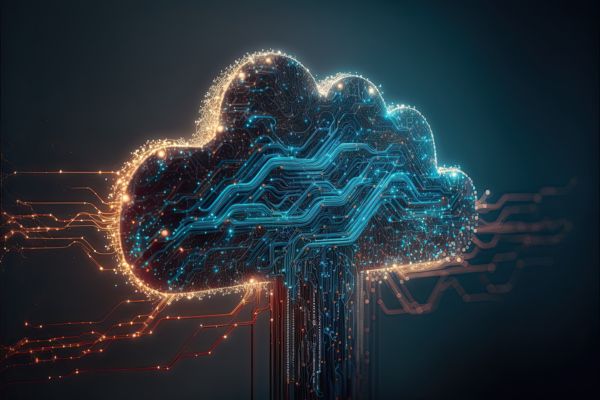 Digital illustration of a cloud with glowing edges