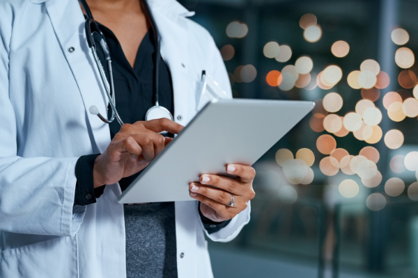 doctor using tablet