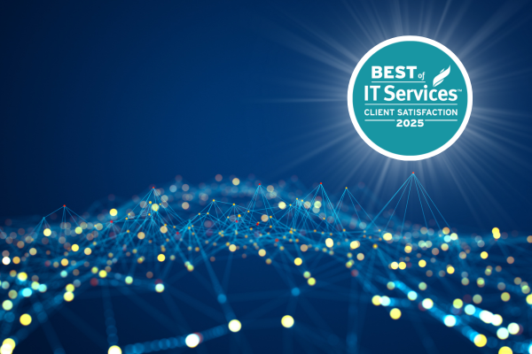 Best of IT Services 2025 with blue background and digital connections 