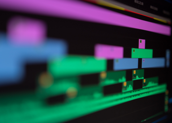 Software "containers" in green, purple, and blue on a computer screen