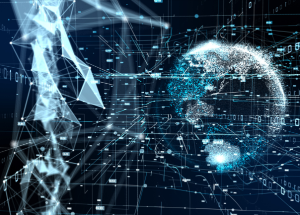 AI and data holographic symbols 