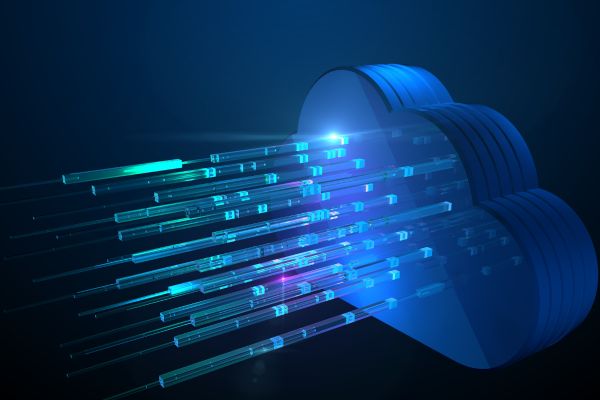 A cloud with data streaming into it