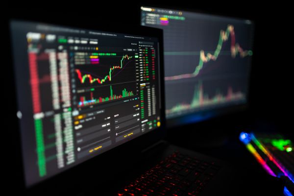 a data dashboard on two screens