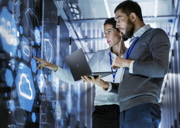 people working in data center