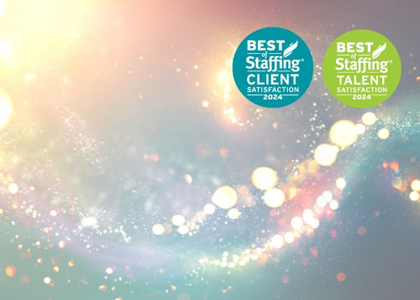 ClearlyRated Best of Staffing Logos on Abstract Background
