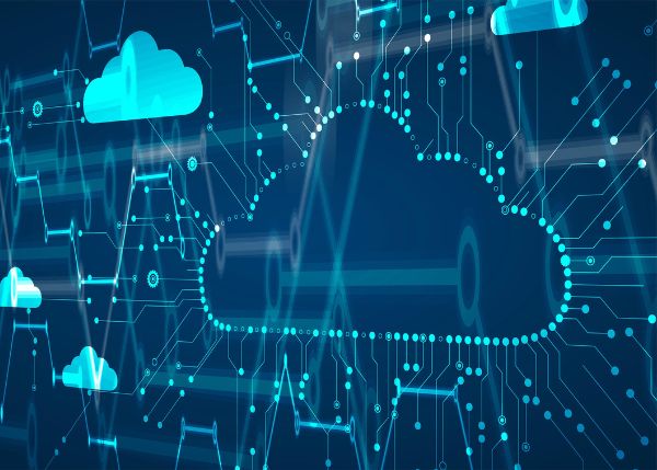 abstract image of virtual clouds with blue background