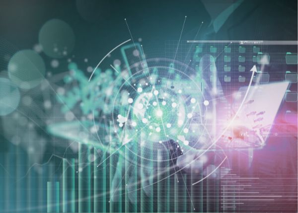 abstract image of charts, graphs, and numbers
