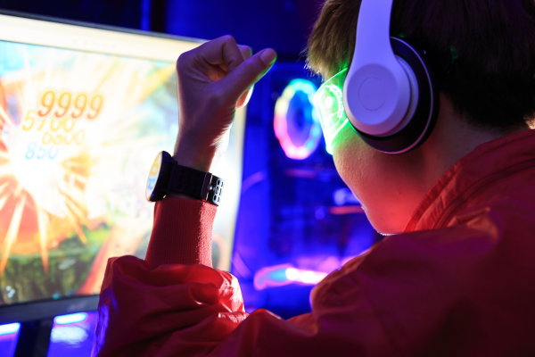 Gamer cheering with victory