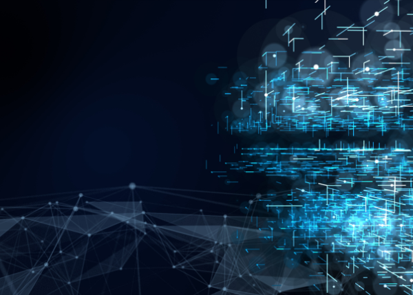 Blue background with interconnected webs