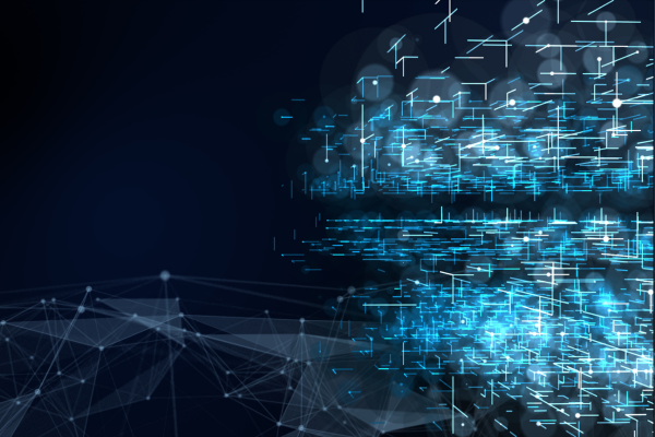 Blue background with interconnected webs