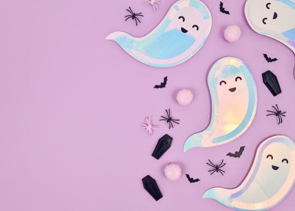 Cute ghosts on a Halloween backdrop