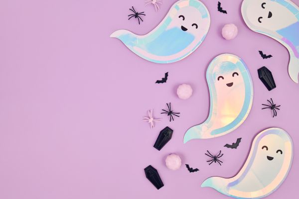 Cute ghosts on a Halloween backdrop