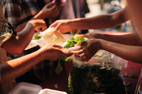 hand to hand food exchange