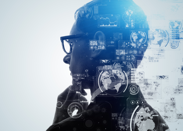 Man looking into the distance with AI on his mind