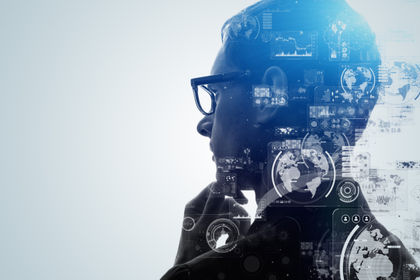 Man looking into the distance with AI on his mind