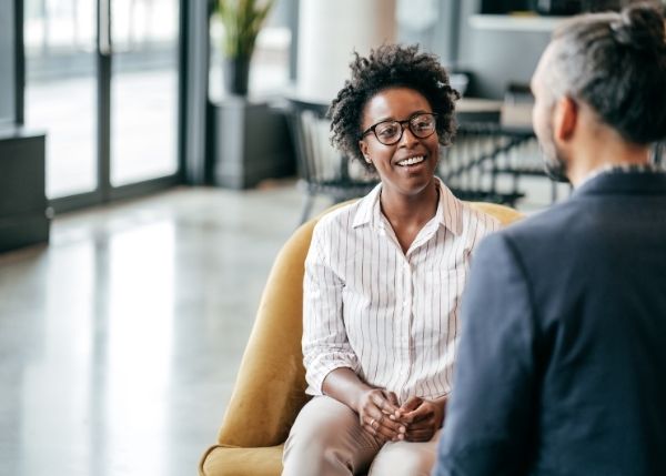 Employees chatting
