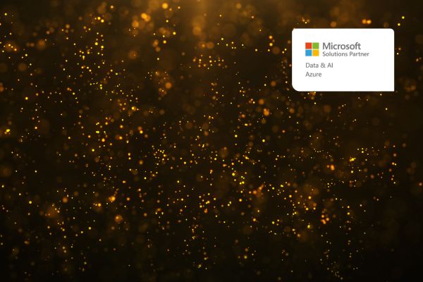Abstract gold circles design with Microsoft Solutions Partner badge