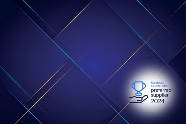 abstract blue background with lines and randstad preferred supplier 2024 logo in righthand corner