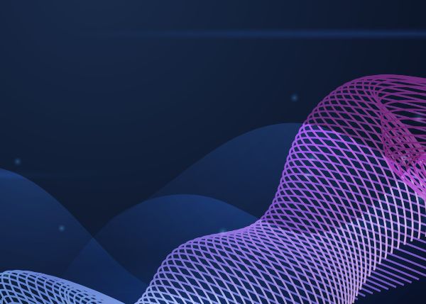 abstract digital image of data fabric visual with purple and blue background