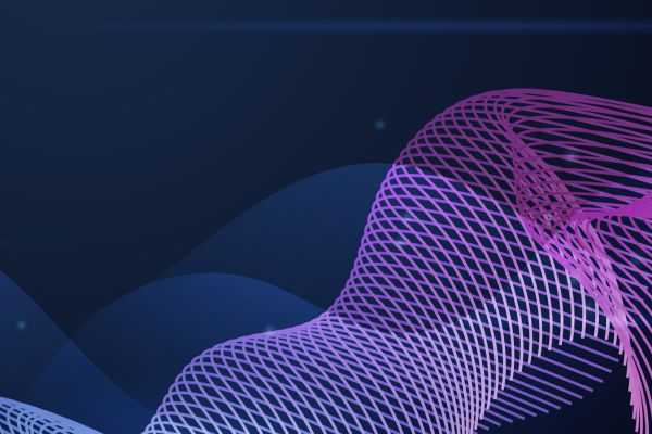 abstract digital image of data fabric visual with purple and blue background