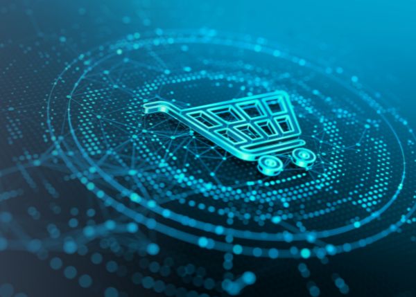 digitla image of shopping cart with circles around it