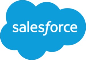 Blue cloud and salesforce written in white font