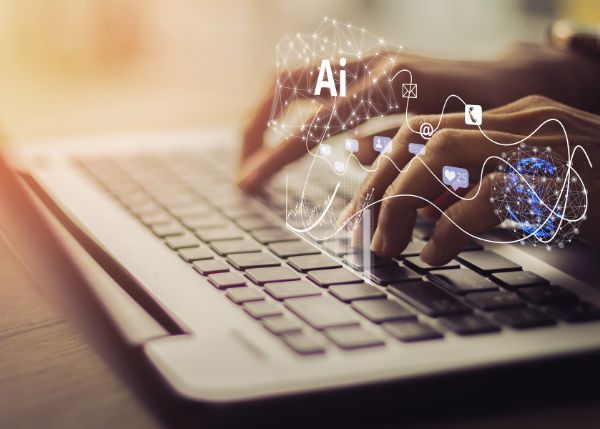 Typing on a laptop keyboard