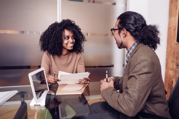 Interview with two people in an office