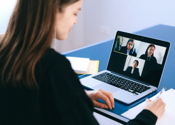 Video call on a laptop