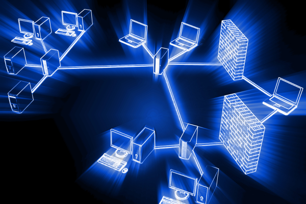 Network of computers linked behind firewall